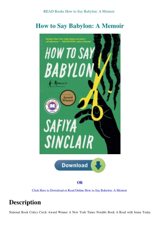 READ Books How to Say Babylon A Memoir