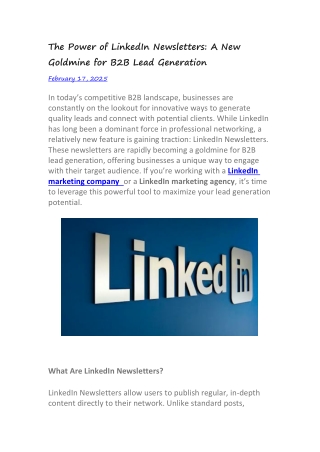The Power of LinkedIn Newsletters: A New Goldmine for B2B Lead Generation