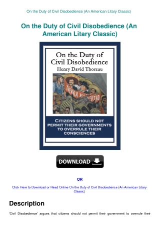 On the Duty of Civil Disobedience (An American Litary Classic)