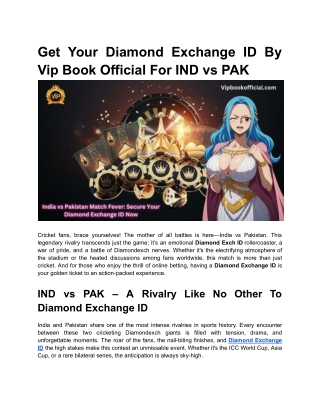 Get Your Diamond Exchange ID By VIP Book Official For IND vs PAK