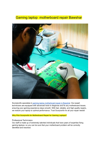 Gaming laptop  motherboard repair Bawshar