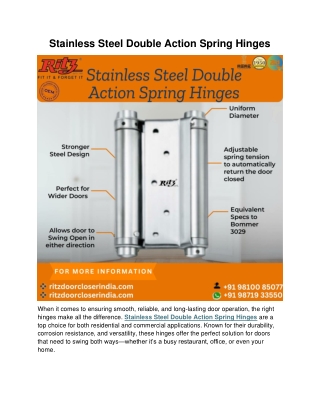 Stainless Steel Double Action Spring Hinges