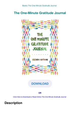 Books  The One-Minute Gratitude Journal