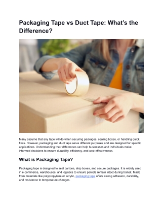 Packaging Tape vs Duct Tape_ What’s the Difference