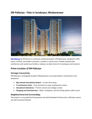 DN Pallaciya - Flats in Sundarpur, Bhubaneswar