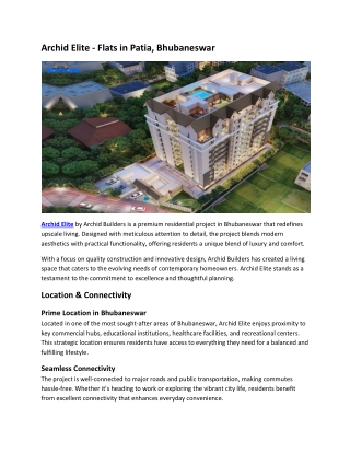 Archid Elite - Flats in Patia, Bhubaneswar