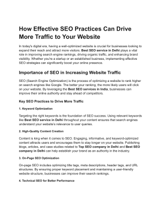 How Effective SEO Practices Can Drive More Traffic to Your Website