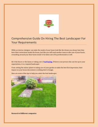 Comprehensive Guide On Hiring The Best Landscaper For Your Requirements