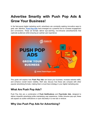 Advertise Smartly with Push Pop Ads & Grow Your Business