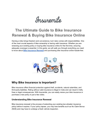 Hassle-Free 2-Wheeler Insurance Renewal Online – Insuremile
