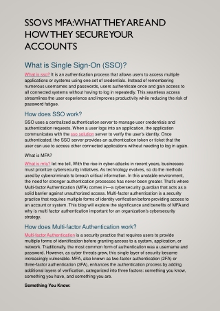 SSO and MFA: Enhancing Security with Simplified Access