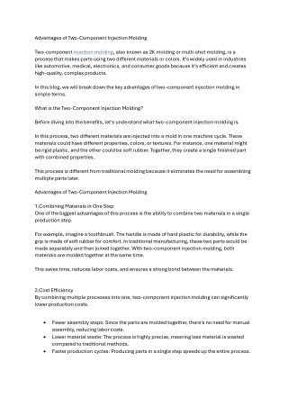 Advantages of Two-Component Injection Molding