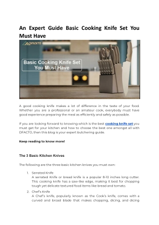 An Expert Guide Basic Cooking Knife Set You Must Have