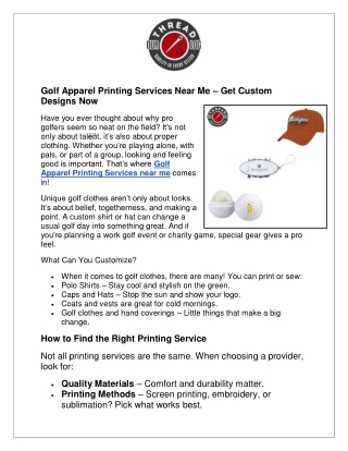 Golf Apparel Printing Services Near Me