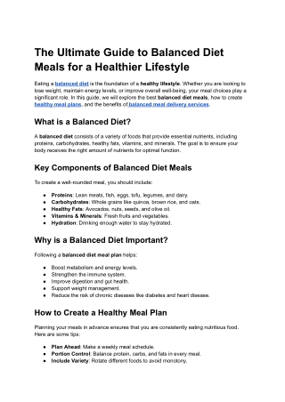 The Ultimate Guide to Balanced Diet Meals for a Healthier Lifestyle