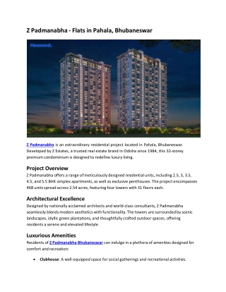 Z Padmanabha - Flats in Pahala, Bhubaneswar