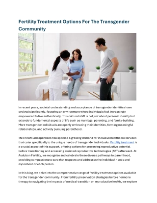 Fertility Treatment Options For The Transgender Community