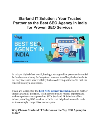 Starland IT Solution _ Best SEO Agency in India for Proven SEO Services