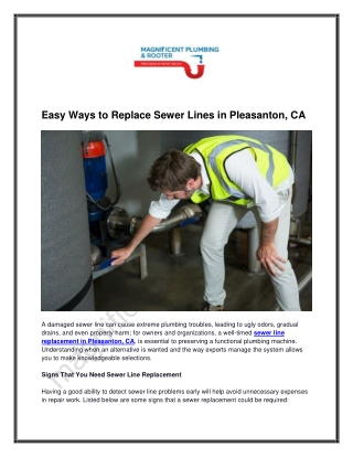 Easy Ways to Replace Sewer Lines in Pleasanton, CA