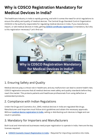Why CDSCO Registration is Essential for Cosmetic and Medical Device Businesses?
