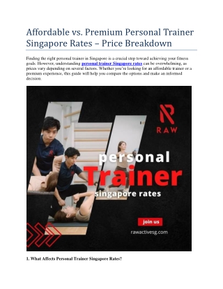Affordable vs. Premium Personal Trainer Singapore Rates – Price Breakdown