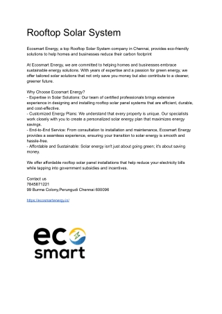 Rooftop Solar System