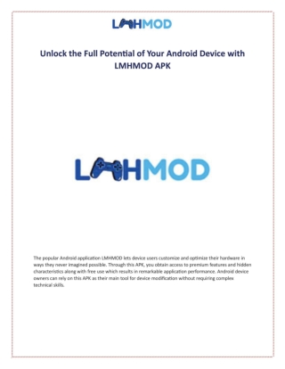 Unlock the Full Potential of Your Android Device with LMHMOD APK