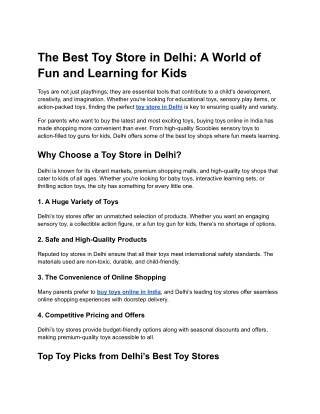 The Best Toy Store in Delhi_ A World of Fun and Learning for Kids