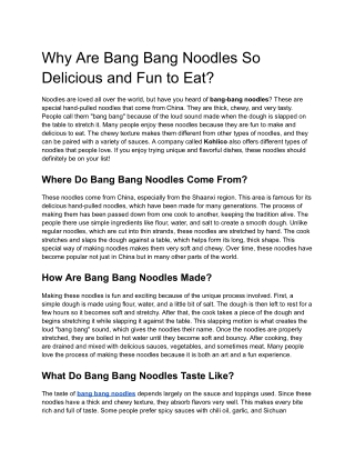 Why Are Bang Bang Noodles So Delicious and Fun to Eat