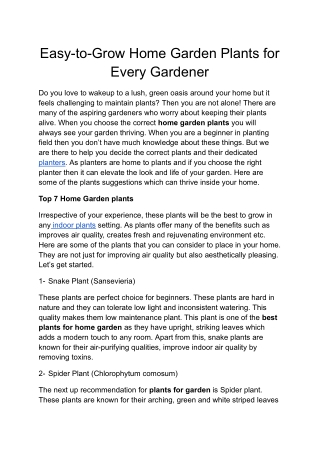 Your Ultimate Guide to Home Garden Plants  Gardening for All Levels