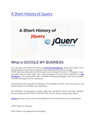 A Short History of Jquery