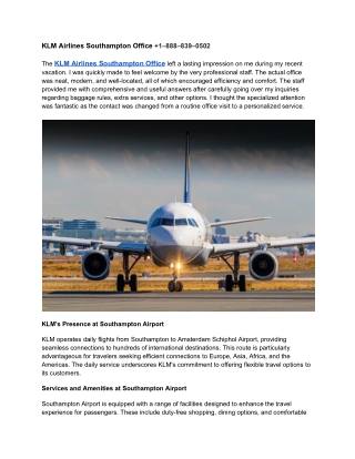 KLM Airlines Southampton Office