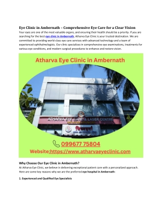 Leading Eye Clinic in Ambernath | Trusted Vision Care