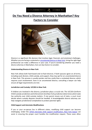 Do You Need a Divorce Attorney in Manhattan Key Factors to Consider