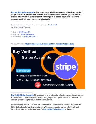 Top 3 Place to Buy Verified Stripe Account (US/EU Full Verified)
