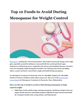 Top 10 Foods to Avoid During Menopause for Weight Control