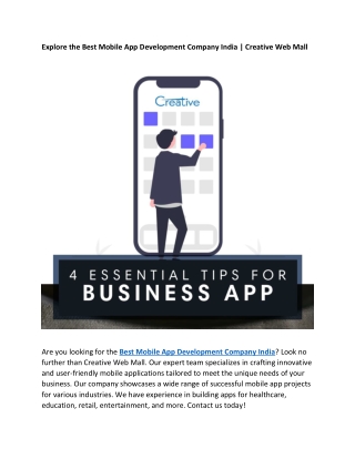 Explore the Best Mobile App Development Company India