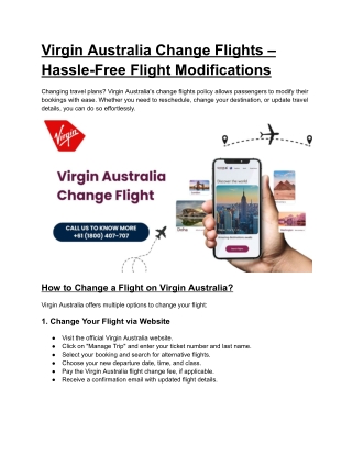 Virgin Australia Change Flights – Hassle-Free Flight Modifications