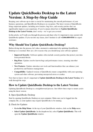 Update QuickBooks Desktop to the Latest Version