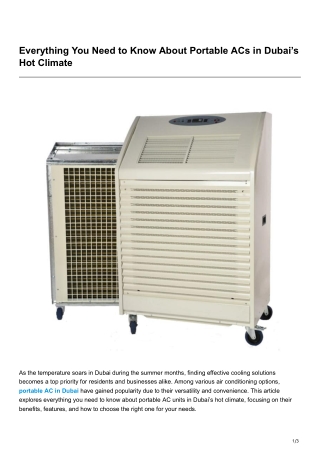 Everything You Need to Know About Portable ACs in Dubais HotClimate