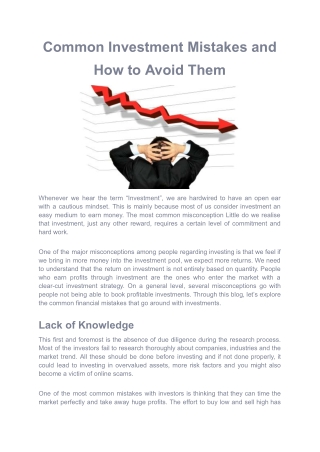 Common Investment Mistakes and How to Avoid Them