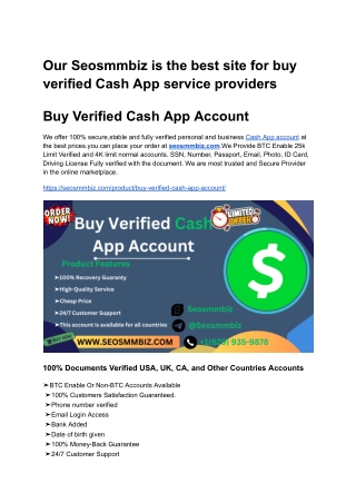 High Quality Service Buy Verified Cash App Account