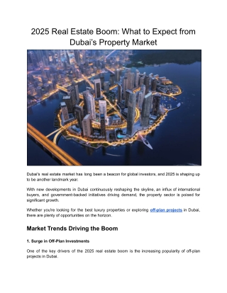 2025 Real Estate Boom_ What to Expect from Dubai’s Property Market