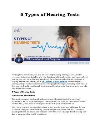 5 Types of Hearing Tests