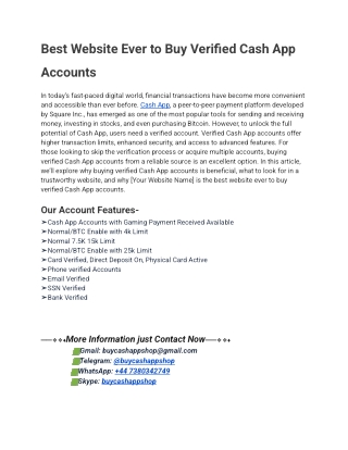Best High Quality Service Buy Verified Cash App Account in 2025