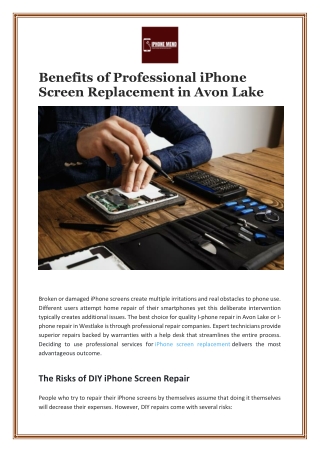 Benefits of Professional iPhone Screen Replacement in Avon Lake