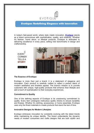 Evotique - The Furniture Store