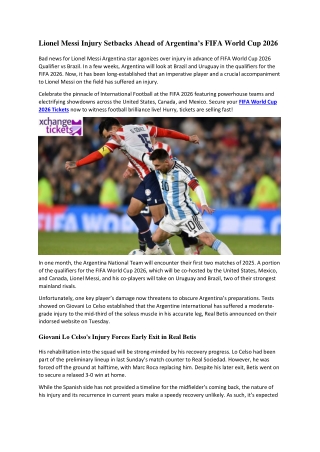 Lionel Messi Injury Setbacks Ahead of Argentina’s FIFA World Cup 2026