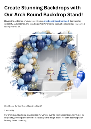 Create Stunning Backdrops with Our Arch Round Backdrop Stand!