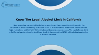 Know The Legal Alcohol Limit in California